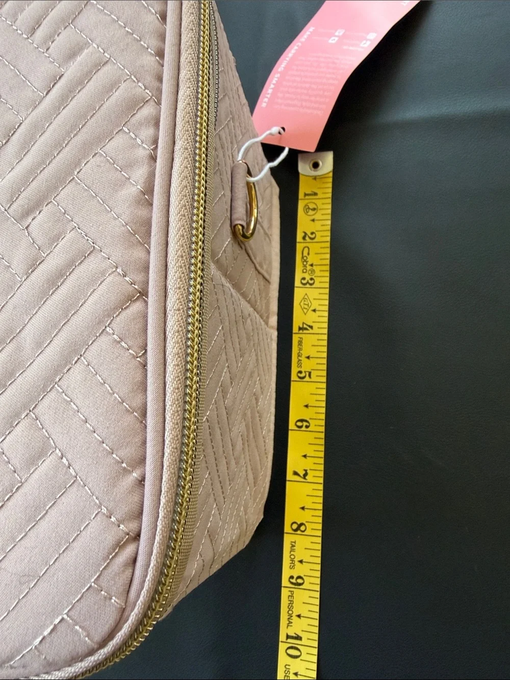 BAGSMART Quilted Travel Makeup Train Case Organizer Blush Pink NWT